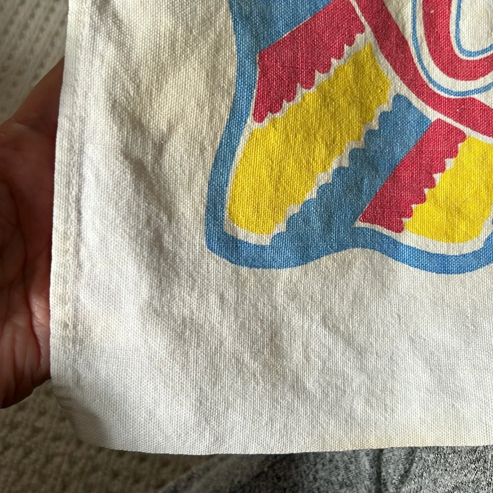 Vintage California Souvenir Map tablecloth red and Yellow Cotton 36” x 31”